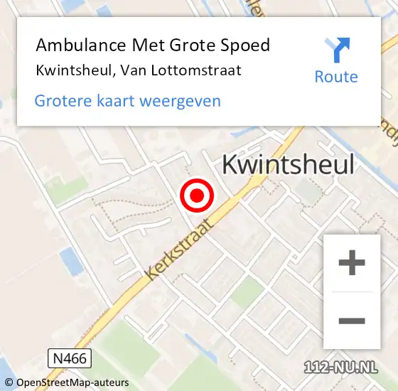 Locatie op kaart van de 112 melding: Ambulance Met Grote Spoed Naar Kwintsheul, Van Lottomstraat op 22 juni 2022 10:23