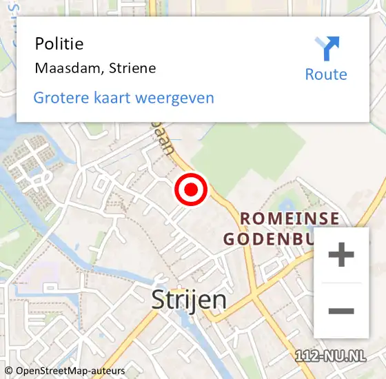 Locatie op kaart van de 112 melding: Politie Maasdam, Striene op 22 juni 2022 10:43