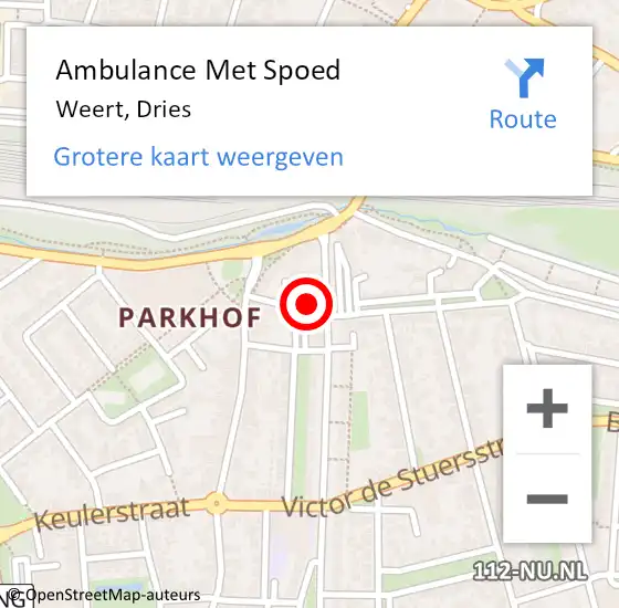 Locatie op kaart van de 112 melding: Ambulance Met Spoed Naar Weert, Dries op 22 juni 2022 10:57