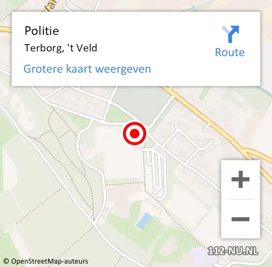 Locatie op kaart van de 112 melding: Politie Terborg, 't Veld op 22 juni 2022 11:13