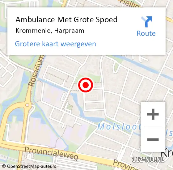 Locatie op kaart van de 112 melding: Ambulance Met Grote Spoed Naar Krommenie, Harpraam op 22 juni 2022 11:28