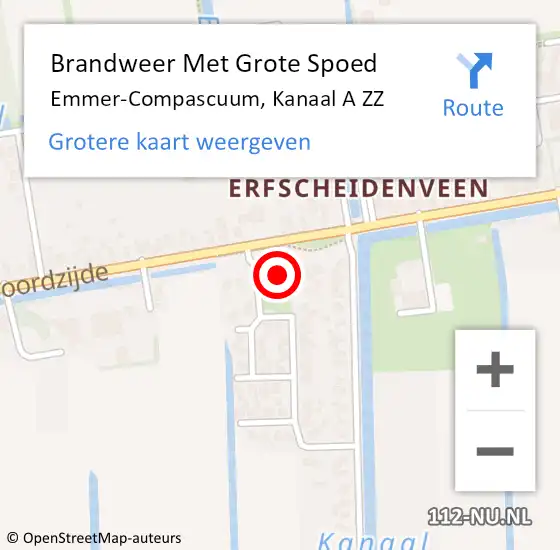 Locatie op kaart van de 112 melding: Brandweer Met Grote Spoed Naar Emmer-Compascuum, Kanaal A ZZ op 22 juni 2022 12:04