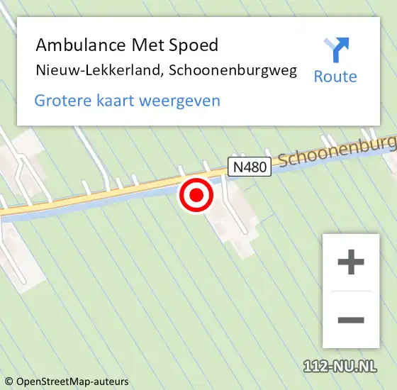 Locatie op kaart van de 112 melding: Ambulance Met Spoed Naar Nieuw-Lekkerland, Schoonenburgweg op 22 juni 2022 12:05