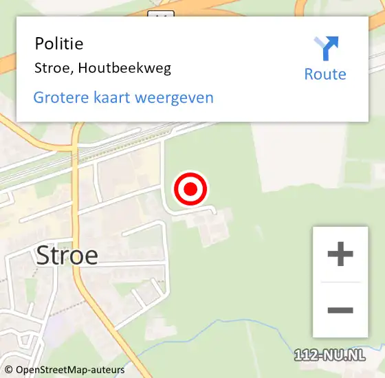 Locatie op kaart van de 112 melding: Politie Stroe, Houtbeekweg op 22 juni 2022 12:08