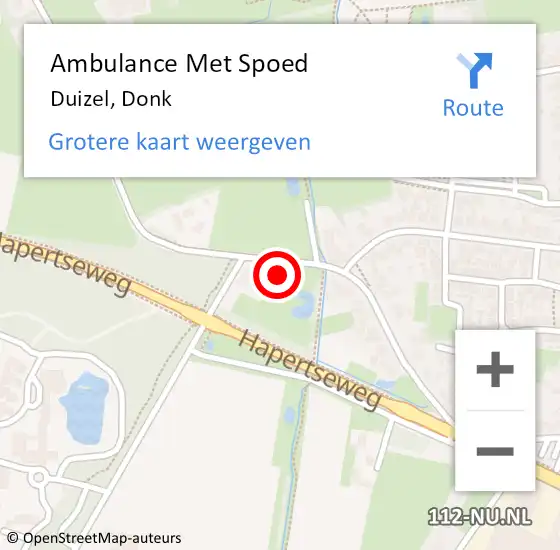 Locatie op kaart van de 112 melding: Ambulance Met Spoed Naar Duizel, Donk op 22 juni 2022 12:34