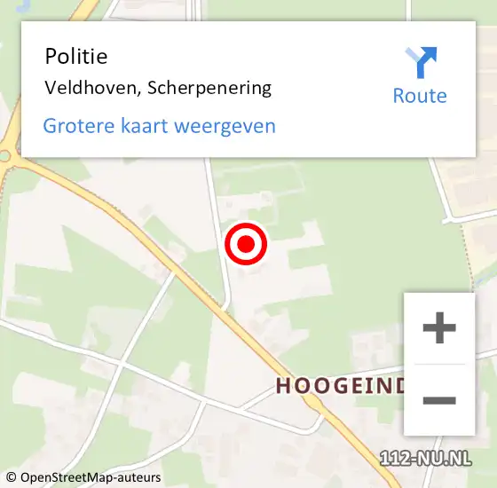 Locatie op kaart van de 112 melding: Politie Veldhoven, Scherpenering op 22 juni 2022 12:55