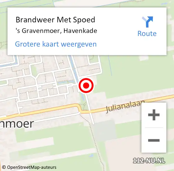 Locatie op kaart van de 112 melding: Brandweer Met Spoed Naar 's Gravenmoer, Havenkade op 22 juni 2022 12:58