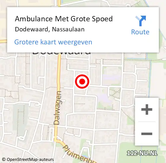 Locatie op kaart van de 112 melding: Ambulance Met Grote Spoed Naar Dodewaard, Nassaulaan op 22 juni 2022 13:00