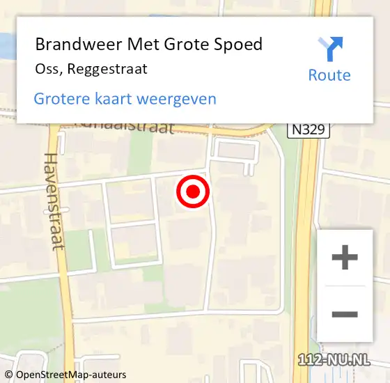 Locatie op kaart van de 112 melding: Brandweer Met Grote Spoed Naar Oss, Reggestraat op 22 juni 2022 13:16