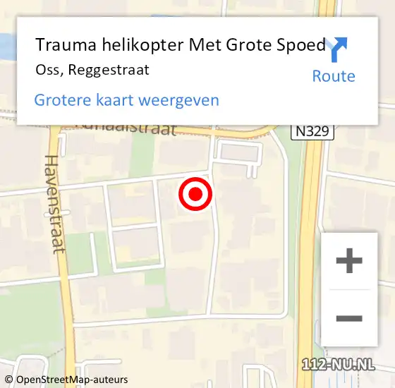 Locatie op kaart van de 112 melding: Trauma helikopter Met Grote Spoed Naar Oss, Reggestraat op 22 juni 2022 13:16