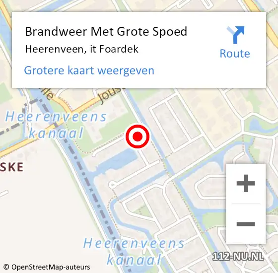 Locatie op kaart van de 112 melding: Brandweer Met Grote Spoed Naar Heerenveen, it Foardek op 22 juni 2022 13:20