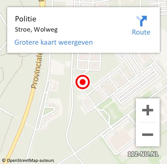 Locatie op kaart van de 112 melding: Politie Stroe, Wolweg op 22 juni 2022 13:20