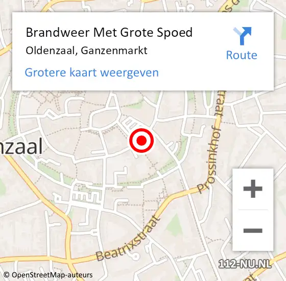 Locatie op kaart van de 112 melding: Brandweer Met Grote Spoed Naar Oldenzaal, Ganzenmarkt op 21 juli 2014 01:45