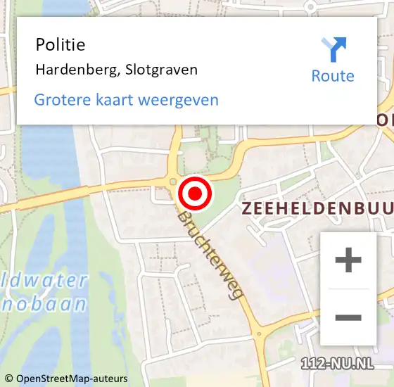 Locatie op kaart van de 112 melding: Politie Hardenberg, Slotgraven op 22 juni 2022 13:33