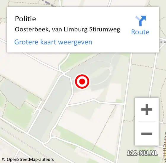 Locatie op kaart van de 112 melding: Politie Oosterbeek, van Limburg Stirumweg op 22 juni 2022 13:35