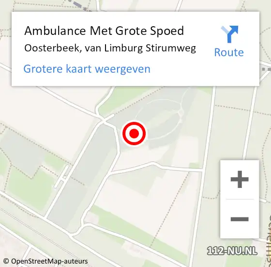 Locatie op kaart van de 112 melding: Ambulance Met Grote Spoed Naar Oosterbeek, van Limburg Stirumweg op 22 juni 2022 13:35