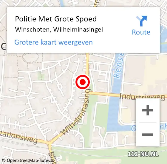 Locatie op kaart van de 112 melding: Politie Met Grote Spoed Naar Winschoten, Wilhelminasingel op 22 juni 2022 14:01