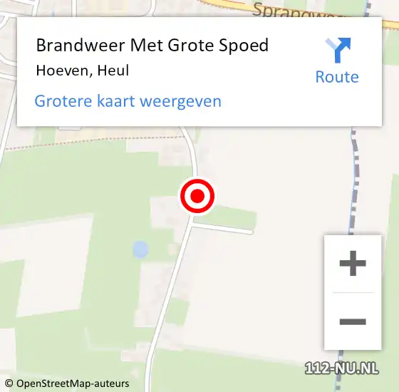 Locatie op kaart van de 112 melding: Brandweer Met Grote Spoed Naar Hoeven, Heul op 22 juni 2022 14:06