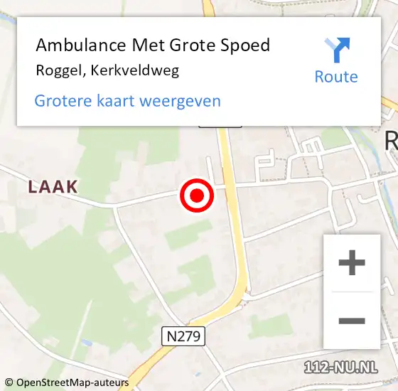 Locatie op kaart van de 112 melding: Ambulance Met Grote Spoed Naar Roggel, Kerkveldweg op 9 oktober 2013 01:36