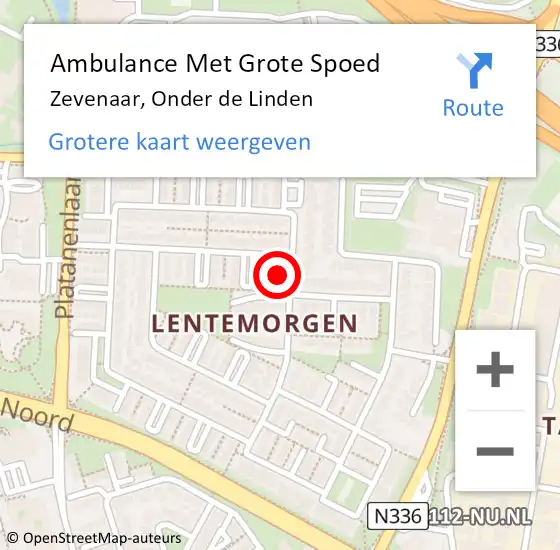 Locatie op kaart van de 112 melding: Ambulance Met Grote Spoed Naar Zevenaar, Onder de Linden op 22 juni 2022 14:12