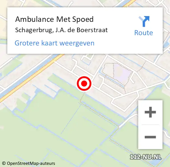 Locatie op kaart van de 112 melding: Ambulance Met Spoed Naar Schagerbrug, J.A. de Boerstraat op 22 juni 2022 14:17