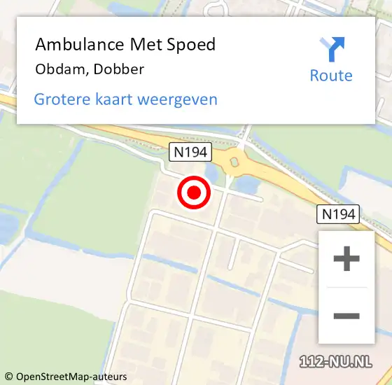 Locatie op kaart van de 112 melding: Ambulance Met Spoed Naar Obdam, Dobber op 22 juni 2022 14:38