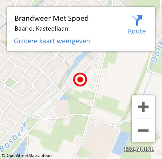 Locatie op kaart van de 112 melding: Brandweer Met Spoed Naar Baarlo, Kasteellaan op 22 juni 2022 14:43