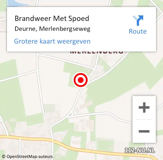 Locatie op kaart van de 112 melding: Brandweer Met Spoed Naar Deurne, Merlenbergseweg op 22 juni 2022 14:50