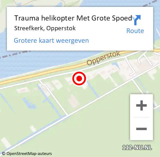 Locatie op kaart van de 112 melding: Trauma helikopter Met Grote Spoed Naar Streefkerk, Opperstok op 22 juni 2022 14:53