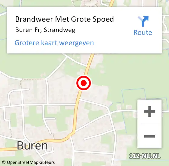 Locatie op kaart van de 112 melding: Brandweer Met Grote Spoed Naar Buren Fr, Strandweg op 21 juli 2014 02:10