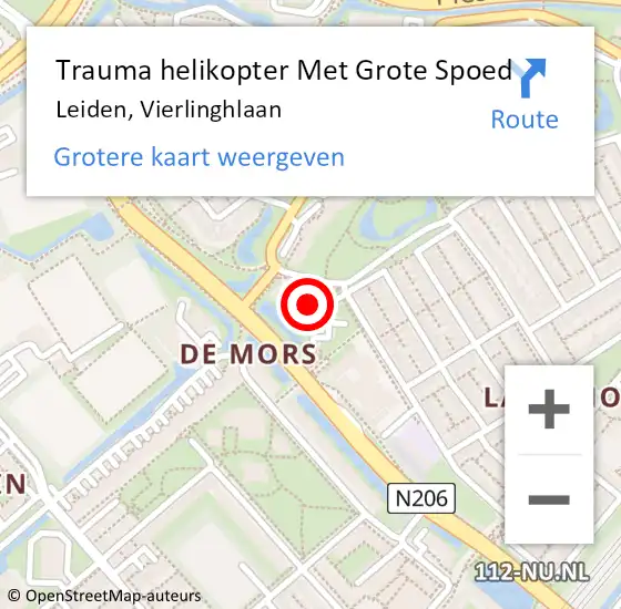 Locatie op kaart van de 112 melding: Trauma helikopter Met Grote Spoed Naar Leiden, Vierlinghlaan op 22 juni 2022 15:01