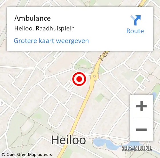 Locatie op kaart van de 112 melding: Ambulance Heiloo, Raadhuisplein op 22 juni 2022 15:03