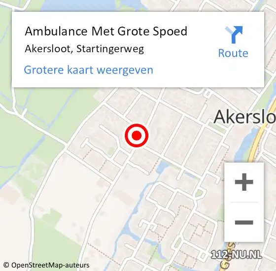 Locatie op kaart van de 112 melding: Ambulance Met Grote Spoed Naar Akersloot, Startingerweg op 22 juni 2022 15:05