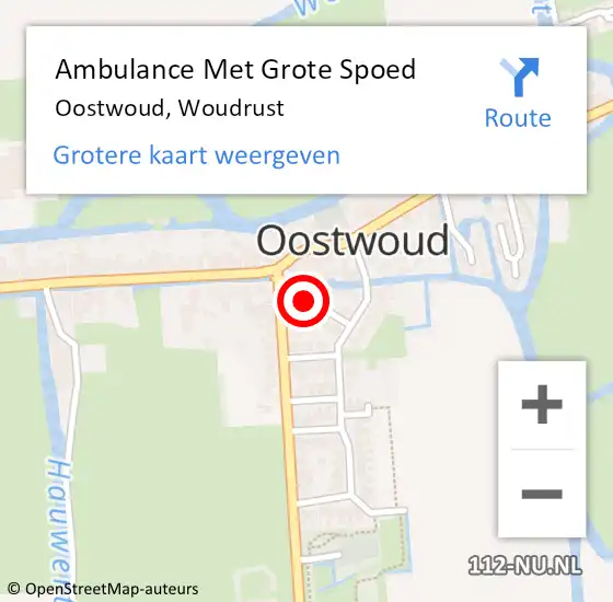 Locatie op kaart van de 112 melding: Ambulance Met Grote Spoed Naar Oostwoud, Woudrust op 22 juni 2022 15:14