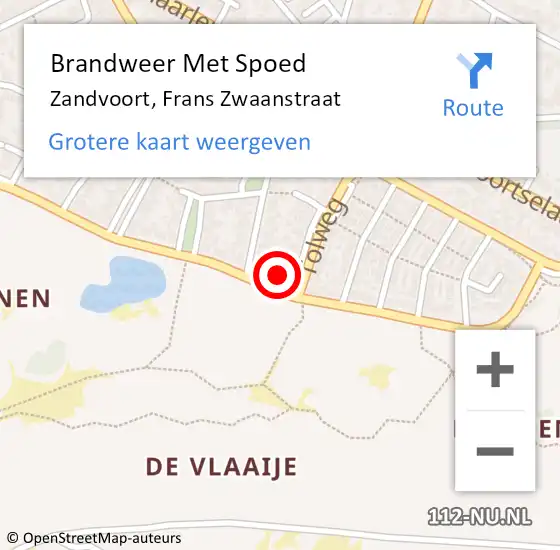 Locatie op kaart van de 112 melding: Brandweer Met Spoed Naar Zandvoort, Frans Zwaanstraat op 22 juni 2022 15:15