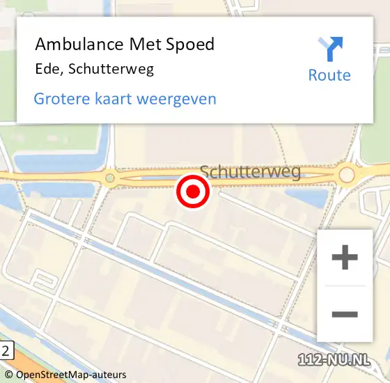Locatie op kaart van de 112 melding: Ambulance Met Spoed Naar Ede, Schutterweg op 22 juni 2022 15:24