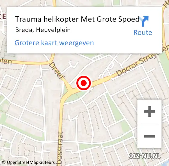 Locatie op kaart van de 112 melding: Trauma helikopter Met Grote Spoed Naar Breda, Heuvelplein op 22 juni 2022 15:32