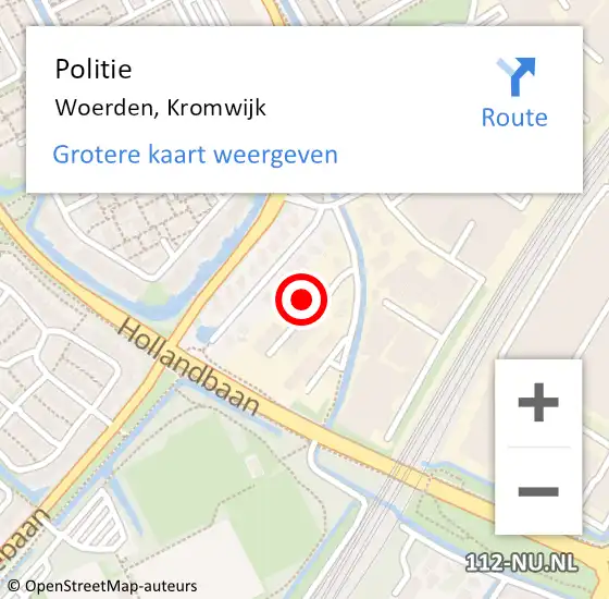 Locatie op kaart van de 112 melding: Politie Woerden, Kromwijk op 22 juni 2022 15:32