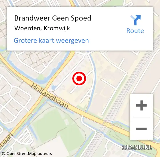 Locatie op kaart van de 112 melding: Brandweer Geen Spoed Naar Woerden, Kromwijk op 22 juni 2022 15:36