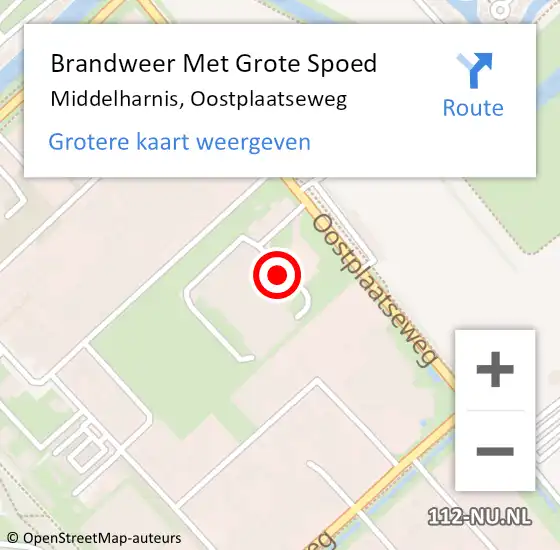 Locatie op kaart van de 112 melding: Brandweer Met Grote Spoed Naar Middelharnis, Oostplaatseweg op 22 juni 2022 15:49