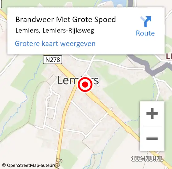 Locatie op kaart van de 112 melding: Brandweer Met Grote Spoed Naar Lemiers, Lemiers-Rijksweg op 22 juni 2022 16:06