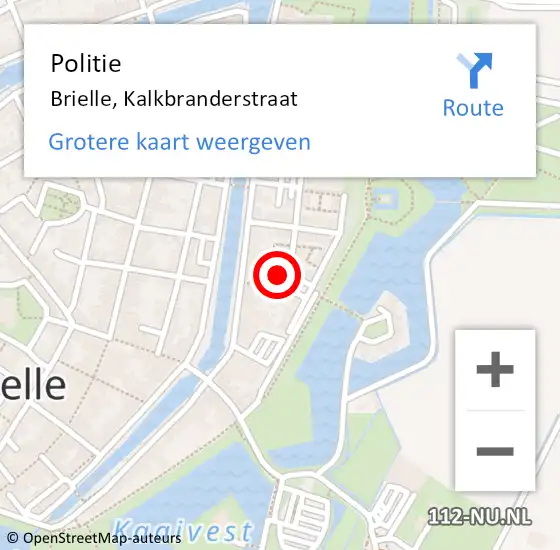 Locatie op kaart van de 112 melding: Politie Brielle, Kalkbranderstraat op 22 juni 2022 16:08