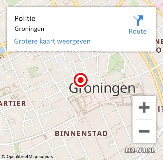 Locatie op kaart van de 112 melding: Politie Groningen op 22 juni 2022 16:29