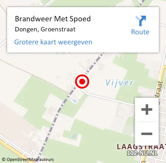 Locatie op kaart van de 112 melding: Brandweer Met Spoed Naar Dongen, Groenstraat op 22 juni 2022 16:29