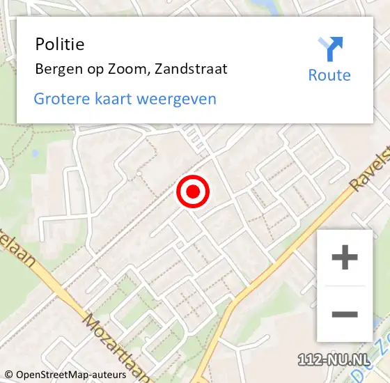 Locatie op kaart van de 112 melding: Politie Bergen op Zoom, Zandstraat op 22 juni 2022 16:36