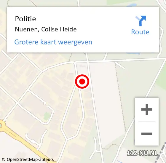 Locatie op kaart van de 112 melding: Politie Nuenen, Collse Heide op 22 juni 2022 16:36