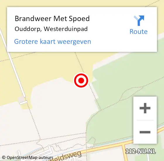 Locatie op kaart van de 112 melding: Brandweer Met Spoed Naar Ouddorp, Westerduinpad op 22 juni 2022 16:50