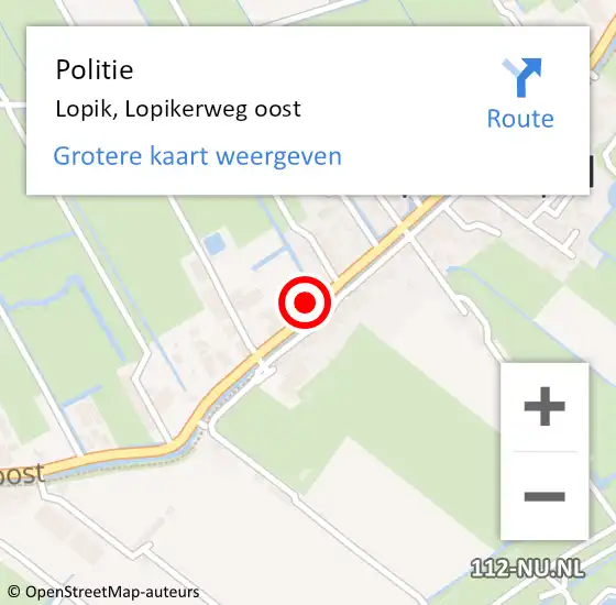 Locatie op kaart van de 112 melding: Politie Lopik, Lopikerweg oost op 22 juni 2022 16:57
