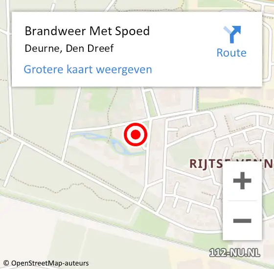 Locatie op kaart van de 112 melding: Brandweer Met Spoed Naar Deurne, Den Dreef op 22 juni 2022 17:01