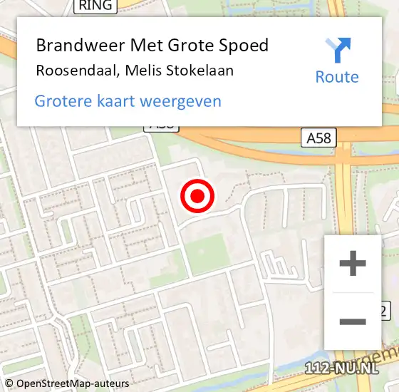 Locatie op kaart van de 112 melding: Brandweer Met Grote Spoed Naar Roosendaal, Melis Stokelaan op 22 juni 2022 17:18